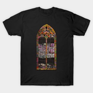 Fallen Leaves Through A Gothic Window T-Shirt